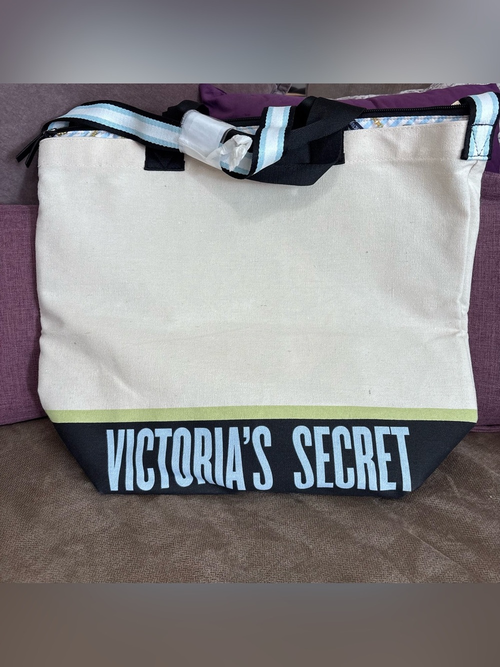 Cream canvas Victoria's Secret 2-in-1 cooler tote